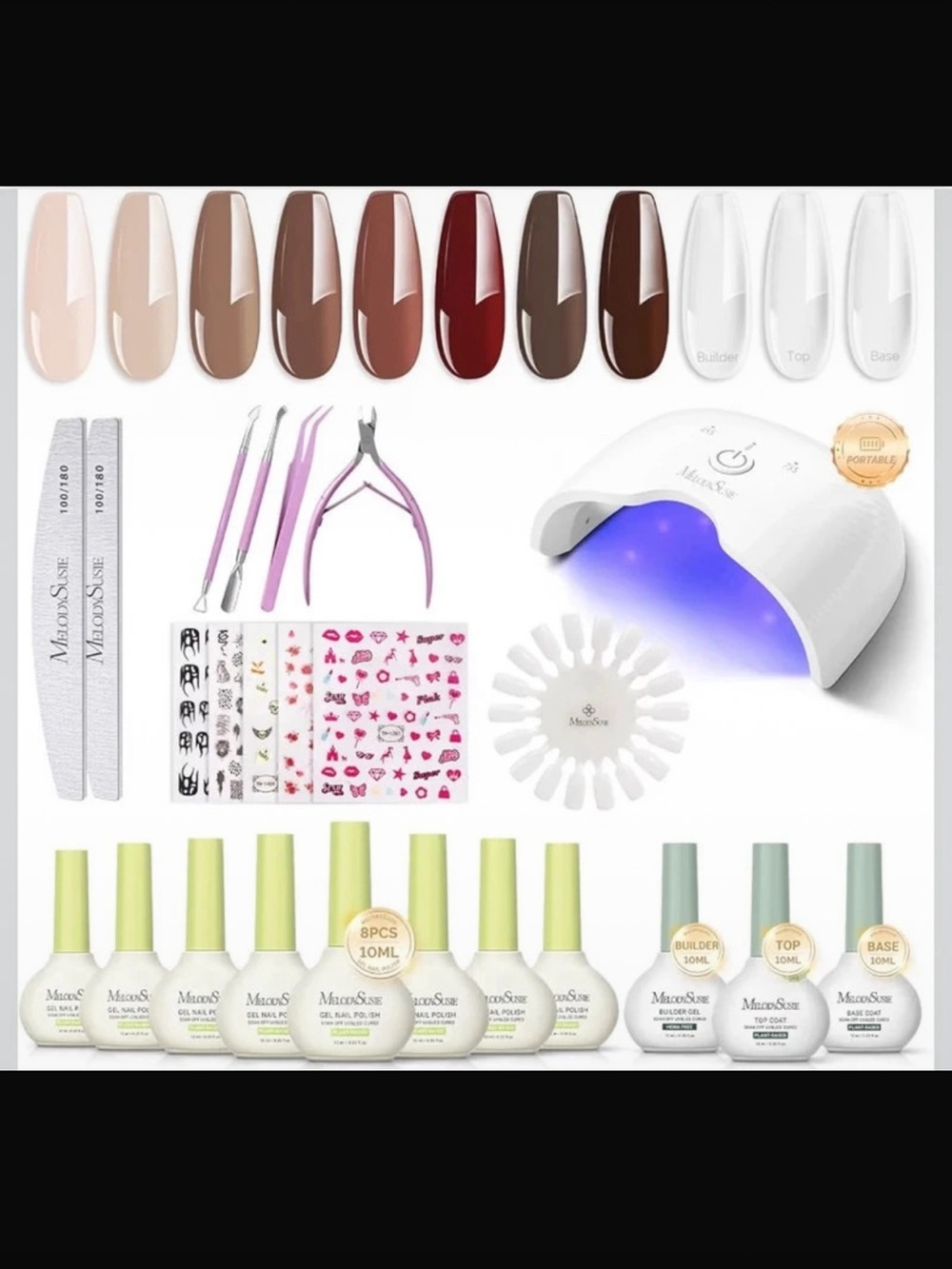 Neutral & Brown Gel Nail Kit with LED Lamp